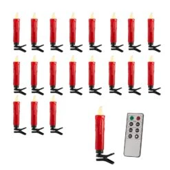 20 Red Christmas Tree Candle Lights -Holiday Decor Shop CA18010 Candle Clips Remote Control Christmas Tree Lights Whitespace