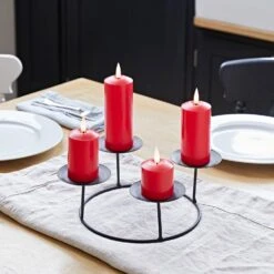 Red Berry Advent Wreath & Slim Red TruGlow® Candle Table Decoration -Holiday Decor Shop D DE2002CA Table Pillar Candle Holder Truglow Slim LED Red Candles Indoor 0a61b5d8 259b 41ff 854a 365560fcb746