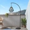 Black Cage Solar Outdoor Pendant Light With Stand