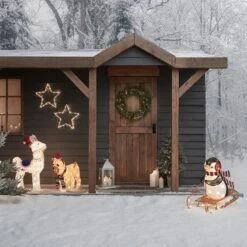 Alpaca, Sledging Penguin & French Bulldog Christmas Figures -Holiday Decor Shop D PL220596062 Alpaca Sledging Penguin French Bulldog Christmas Figures Cabin