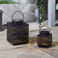 Large Taza Moroccan Solar Lantern -Holiday Decor Shop D SL2101112 Taza Moroccan Solar Lantern Duo Illuminated Patio Day ba4f0a78 9cef 4362 a1e2 c07507fe51b7