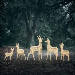 Set Of 5 Swinsty Dual Colour LED Light Up Reindeer