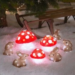 Toadstool And Bunny Outdoor Christmas Decorations
