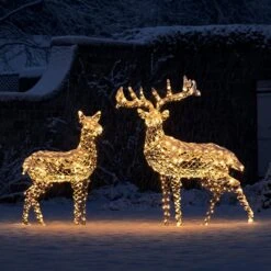 Large Harlow Rattan Stag & Doe Dual Colour LED Light Up Reindeer Duo 15 Large Harlow Rattan Stag & Doe Dual Colour LED Light Up Reindeer Duo -Holiday Decor Shop D XX210045 Large Harlow Rattan Stag Doe Dual Colour LED Light Up Reindeer Duo 1