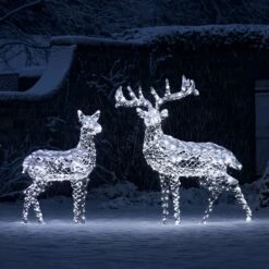 Large Harlow Rattan Stag & Doe Dual Colour LED Light Up Reindeer Duo 14 Large Harlow Rattan Stag & Doe Dual Colour LED Light Up Reindeer Duo -Holiday Decor Shop D XX210045 Large Harlow Rattan Stag Doe Dual Colour LED Light Up Reindeer Duo 2