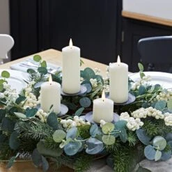 40cm Eucalyptus Advent Wreath & Slim Ivory TruGlow® Candle Table Decoration