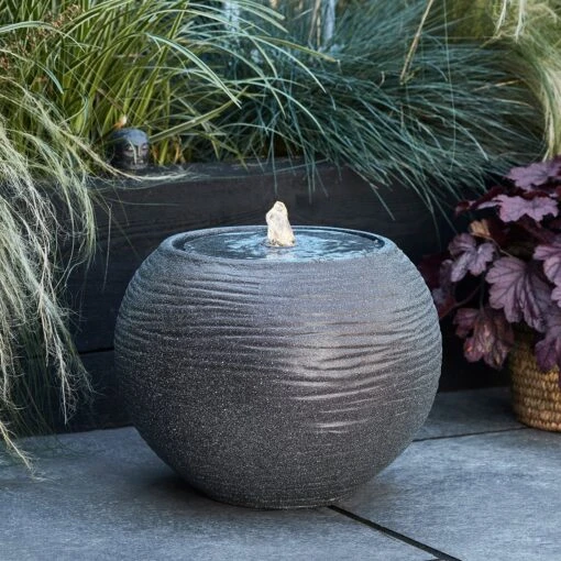 Stone Sphere Water Feature -Holiday Decor Shop FT20001 round stone water fountain led light p1
