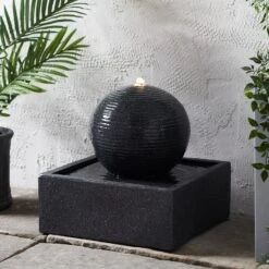 Grey Sphere Garden Water Feature