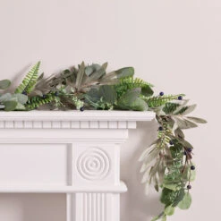 Classic Christmas Window Decoration Bundle -Holiday Decor Shop GA21015 Blue Berry Christmas Garland On Mantelpiece 2 600x600 aee012db f8cd 48f5 9f0e c0dbefd2dd13