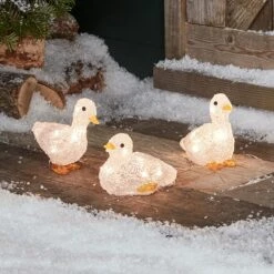 Set Of 3 Acrylic Duckling Christmas Figures
