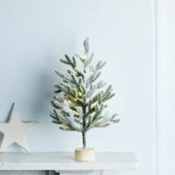 35cm Snowy Pre Lit Mini Christmas Tree -Holiday Decor Shop L4F2011 1 Pre Lit Mini Snowy Faux Frosted Christmas Tree Mantel Indoor
