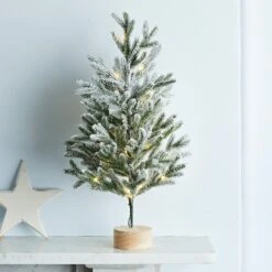 60cm Snowy Pre Lit Mini Christmas Tree