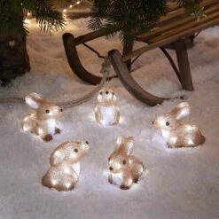 Set Of 5 Bunny Outdoor Christmas Figures