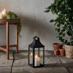 34cm Albury Black Garden Lantern With White TruGlow® Candle 5 34cm Albury Black Garden Lantern With White TruGlow® Candle -Holiday Decor Shop LA22007W 34cm Albury Garden Lantern with TruGlow Outdoor Candle White 3