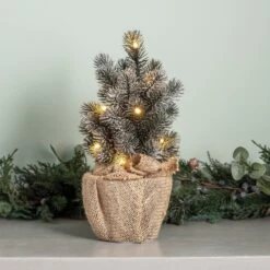 30cm Pre Lit Frosted Mini Christmas Tree -Holiday Decor Shop LL17026 30cm Pre Lit Frosted Mini Christmas Tree P1