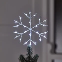White Micro Light Snowflake Tree Topper