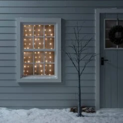 200 Warm White Micro LED Curtain Light -Holiday Decor Shop PL18029 Micro Curtain Lights Snowy Christmas Cabin P3