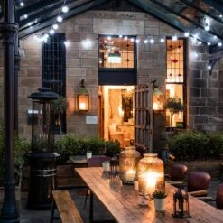 Pro Connect 5m 10 White Connectable Festoon Lights Black Cable -Holiday Decor Shop PR10WG White LED Festoon Lights La Feria Courtyard Harrogate P3