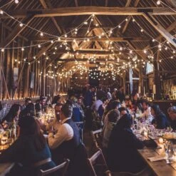 Pro Connect 5m 10 Warm White Connectable Festoon Lights White Cable -Holiday Decor Shop PR10YWW Barn wedding reception festoon light canopy claire penn P5