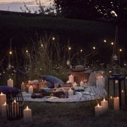 Pro Connect 100m 200 Warm White Connectable Festoon Lights Clear Cap Black Cable -Holiday Decor Shop Romantic night picnic fairy lights led candles lanterns