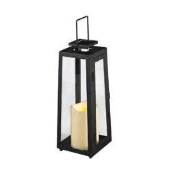 Porto Solar Garden Lantern -Holiday Decor Shop SL17003 Yarra Outdoor Black Solar Candle Lantern Garden White Space P6