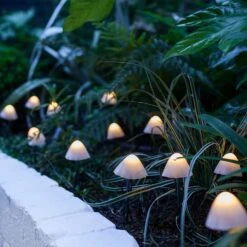 New Release -Holiday Decor Shop SL18008 Mushroom Toadstool Stake Light Solar Garden Lights ferns LED P2