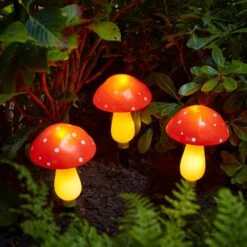 3 Mushroom Solar Stake Lights