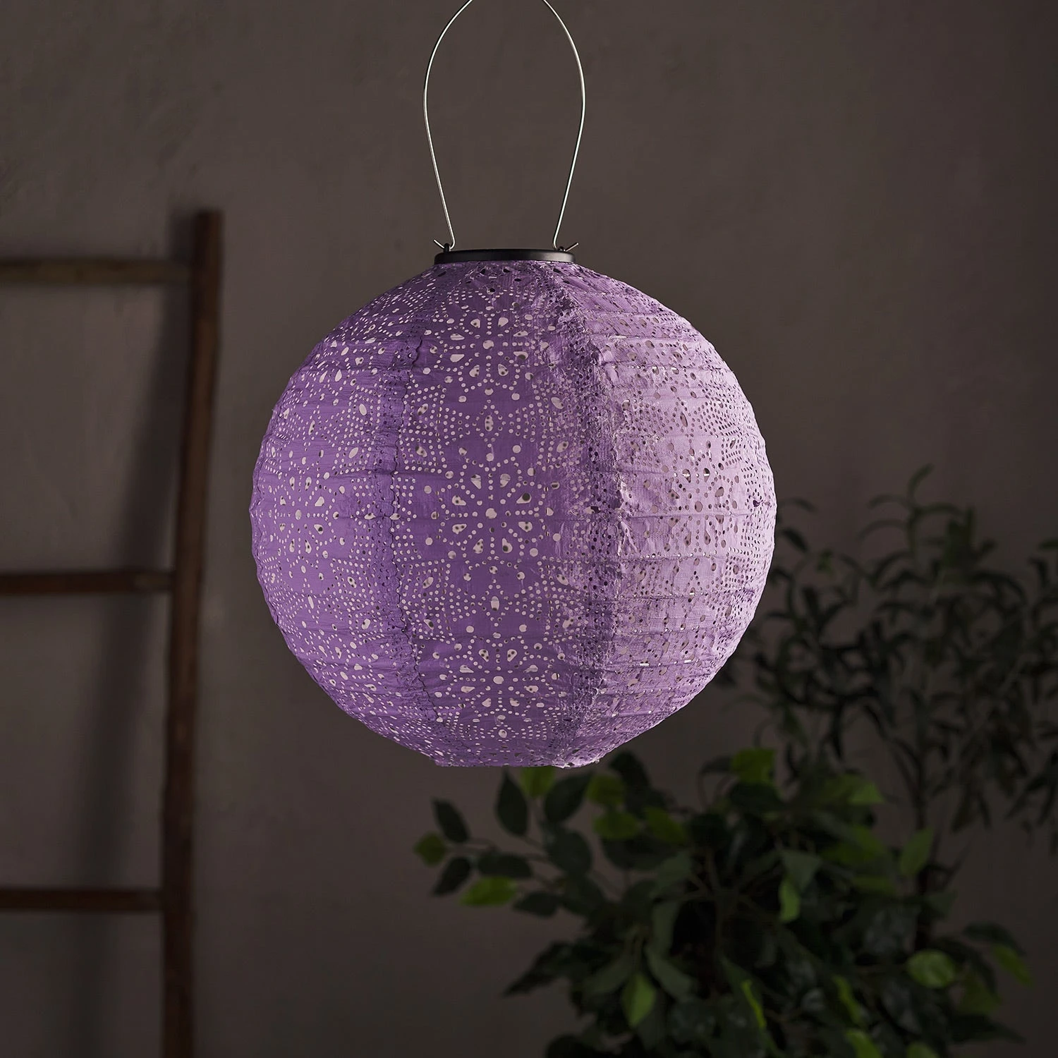 Tyvek Purple Moroccan Hanging Solar Lantern 2 Tyvek Purple Moroccan Hanging Solar Lantern - Image 2