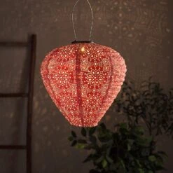 Set Of 5 Tyvek Moroccan Hanging Solar Lanterns -Holiday Decor Shop SL22008 2