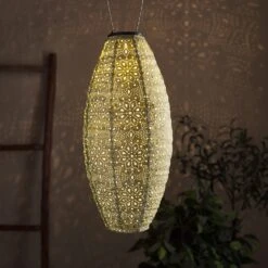 Set Of 5 Tyvek Moroccan Hanging Solar Lanterns -Holiday Decor Shop SL22009 2