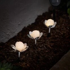 3 Lotus Flower Solar Stake Lights