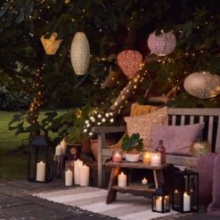 Tyvek Purple Moroccan Hanging Solar Lantern 5 Tyvek Purple Moroccan Hanging Solar Lantern -Holiday Decor Shop Summer Evening Garden Lights Lifestyle 2