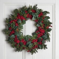 66cm Oversized Red Berry Christmas Wreath -Holiday Decor Shop WR2007 01 Large Red Berry Christmas Wreath Indoor Door