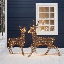 Studley Rattan Stag Light Up Reindeer 24v 8 Studley Rattan Stag Light Up Reindeer 24v -Holiday Decor Shop XX1902 Rattan Stag Doe Fawn Reindeer Christmas Figures Outdoor Cabin Duo