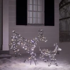 Regular Harlow Rattan Doe & Fawn Dual Colour LED Light Up Reindeer 24v 22 Regular Harlow Rattan Doe & Fawn Dual Colour LED Light Up Reindeer 24v -Holiday Decor Shop XX2103 Harlow Rattan Doe And Fawn Reindeer Mixed