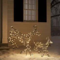 Regular Harlow Rattan Doe & Fawn Dual Colour LED Light Up Reindeer 24v 23 Regular Harlow Rattan Doe & Fawn Dual Colour LED Light Up Reindeer 24v -Holiday Decor Shop XX2103 Harlow Rattan Doe And Fawn Reindeer Warm White