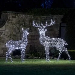 Large Harlow Rattan Stag & Doe Dual Colour LED Light Up Reindeer Duo 17 Large Harlow Rattan Stag & Doe Dual Colour LED Light Up Reindeer Duo -Holiday Decor Shop XX2105XX2104 3