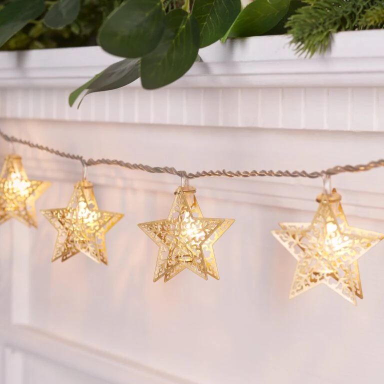Holiday Decor Shop -Holiday Decor Shop PL21073 16 Gold Filigree Star Fairy Lights Mantle On 768x768 1